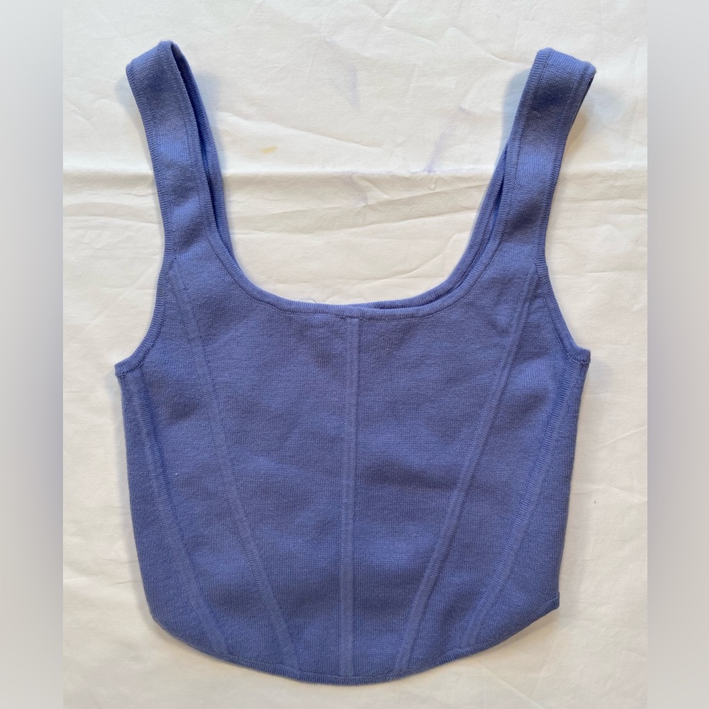 Aritzia, Wilfred purple crop top, handkerchief hem, scoop neck, size‎ S